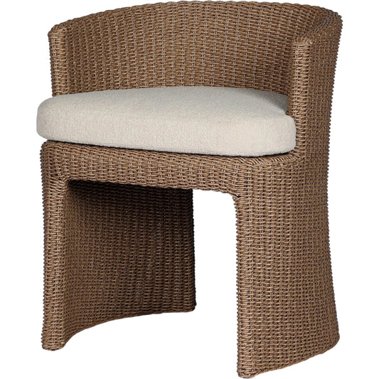 Thora Outdoor Dining Chair by Four Hands in vada cream, faux dark hyacinth. Made from 100% olefin, 100% polyethylene in a unique style.