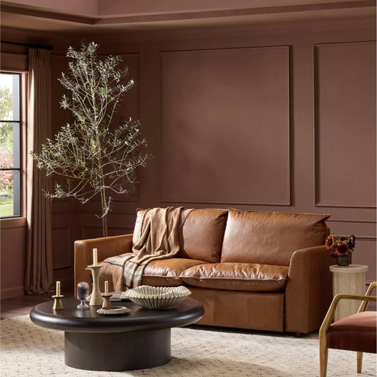 Kosa Power Recliner 2-Piece Sectional by Four Hands in sonoma chestnut. Made from top grain leather in a traditional style.