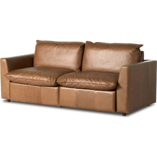 Kosa Power Recliner 2-Piece Sectional by Four Hands in sonoma chestnut. Made from top grain leather in a traditional style.