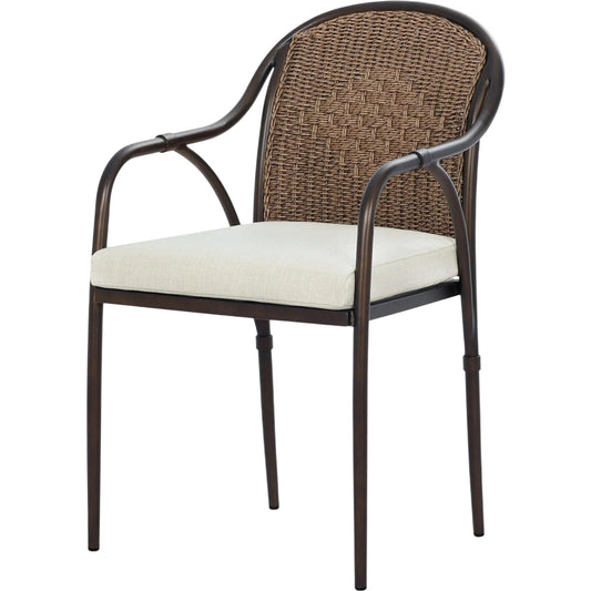 Graciela Outdoor Dining Chair by Four Hands in vergo cream, aged bronze steel, faux dark hyacinth. Made from 100% polyester, steel, 100% polyethylene in a unique style.