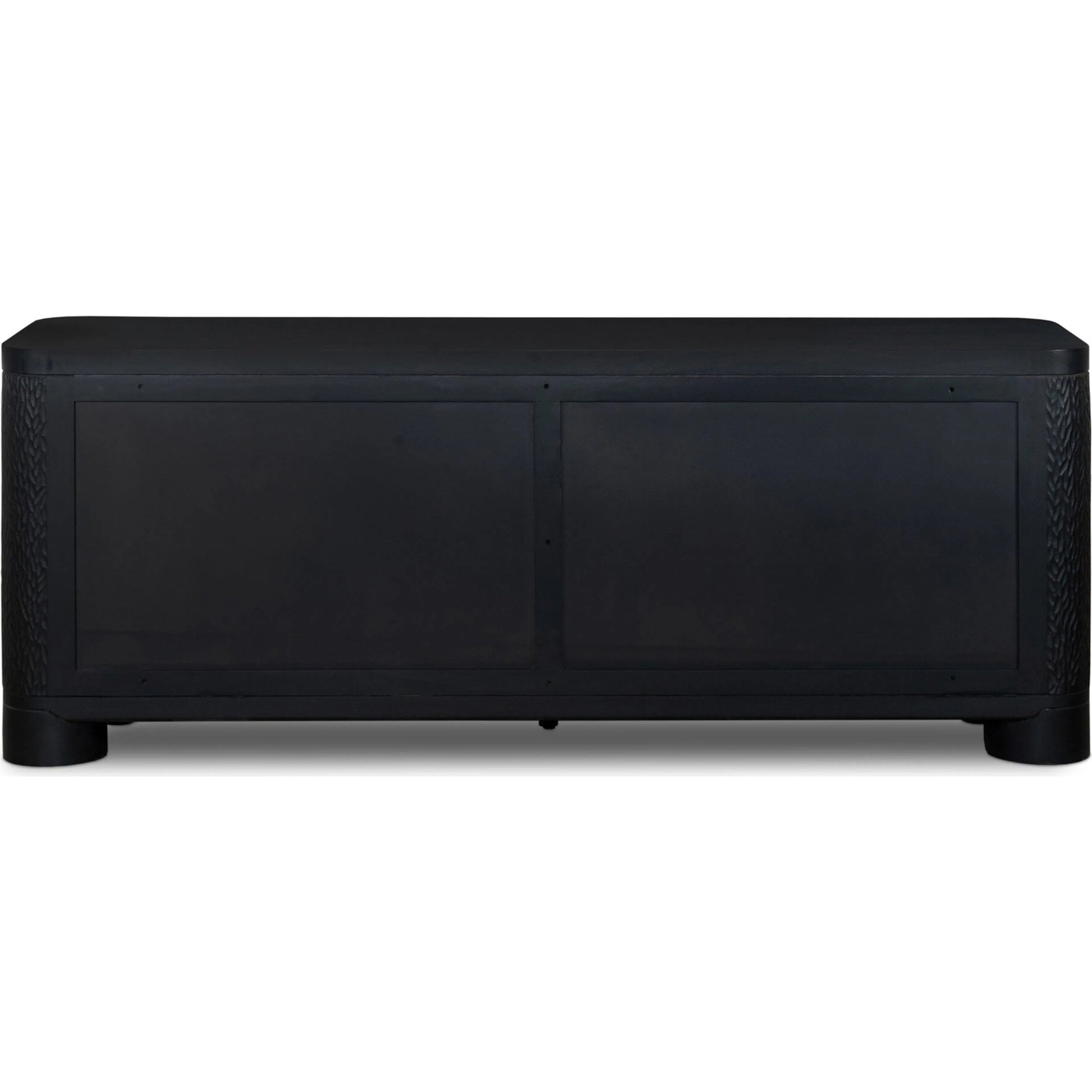Shevall Sideboard by Four Hands in black wash, carved black mango. Made from solid mango in a unique style.
