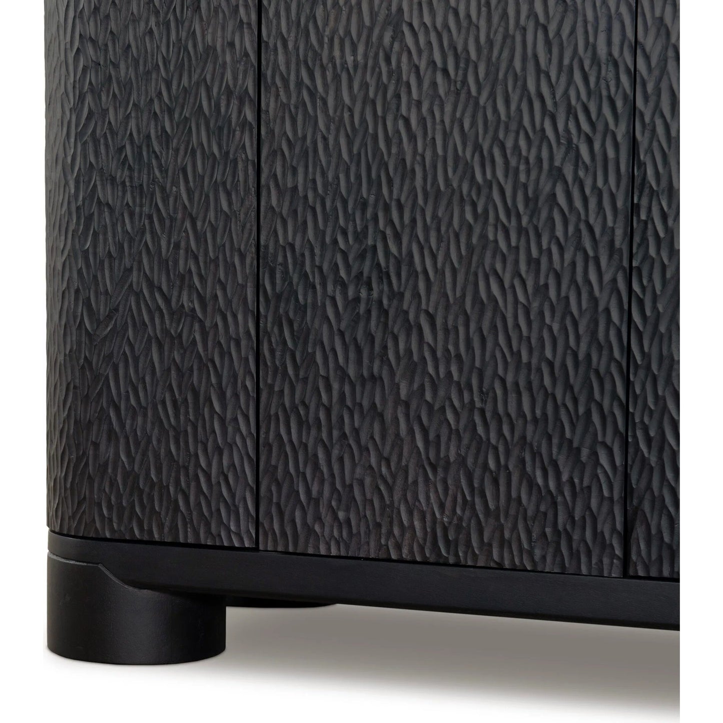 009 SI-2531700 | Closeup | Shevall Sideboard by Four Hands in black wash, carved black mango. Made from solid mango in a unique style.