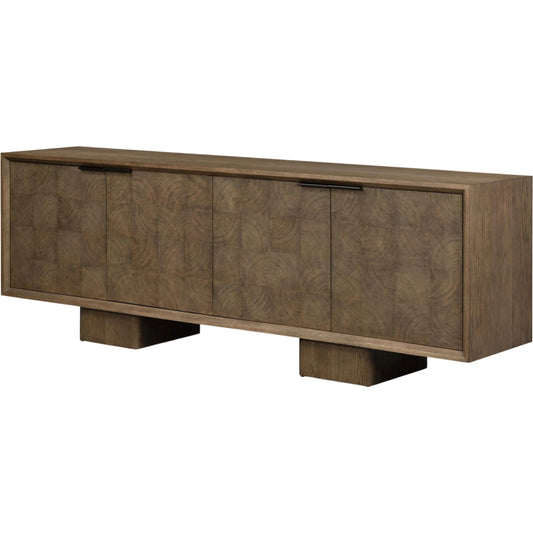 Salta Sideboard by Four Hands in brown oak thick veneer, brown oak thin oyster. Made from thick oak veneer, oak veneer, thin oyster cut in a unique style.