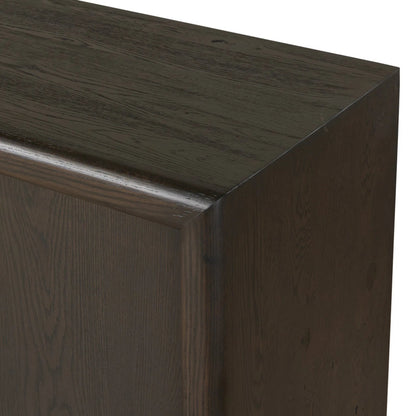 Zaki Sideboard by Four Hands in smoked black veneer, smoked black solid. Made from oak veneer, solid oak in a unique style.