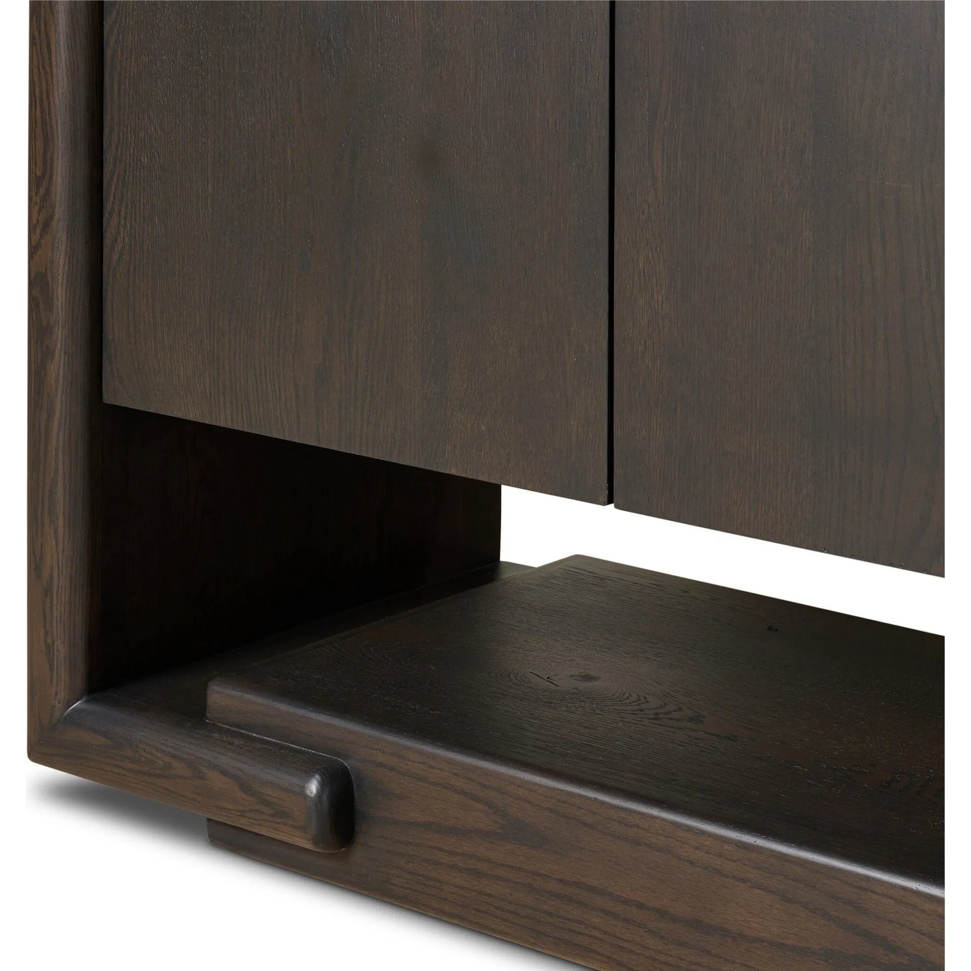 Zaki Sideboard by Four Hands in smoked black veneer, smoked black solid. Made from oak veneer, solid oak in a unique style.
