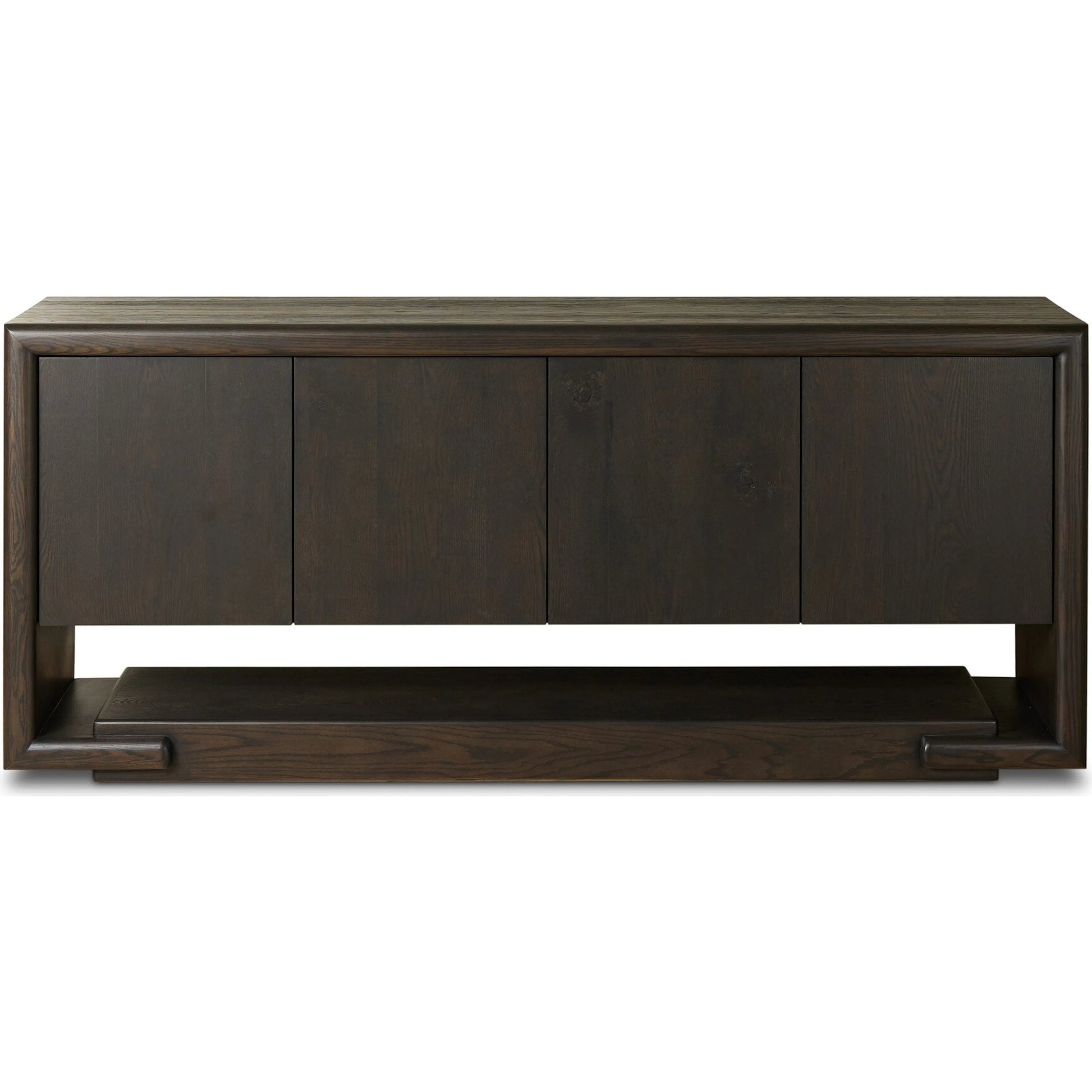 Zaki Sideboard by Four Hands in smoked black veneer, smoked black solid. Made from oak veneer, solid oak in a unique style.