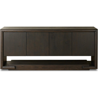 Zaki Sideboard by Four Hands in smoked black veneer, smoked black solid. Made from oak veneer, solid oak in a unique style.