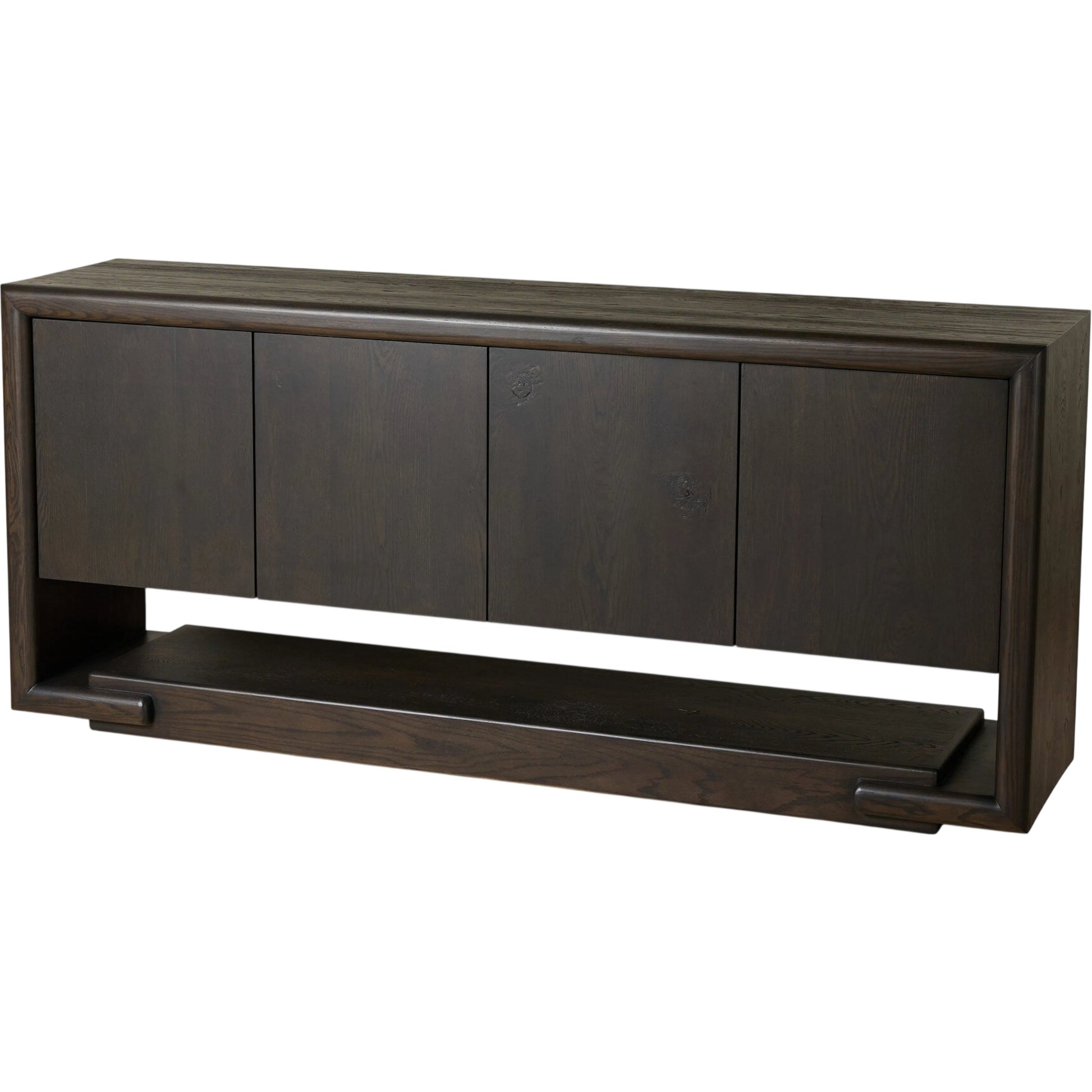 Zaki Sideboard by Four Hands in smoked black veneer, smoked black solid. Made from oak veneer, solid oak in a unique style.
