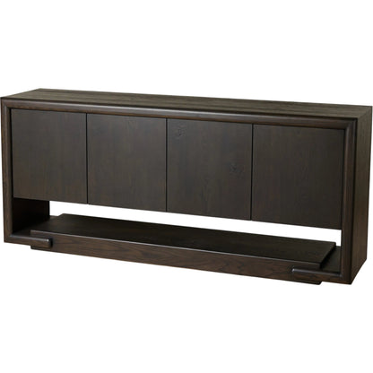 Zaki Sideboard by Four Hands in smoked black veneer, smoked black solid. Made from oak veneer, solid oak in a unique style.