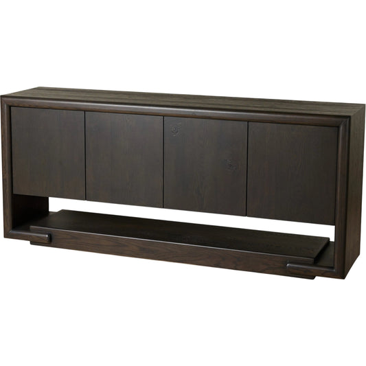Zaki Sideboard by Four Hands in smoked black veneer, smoked black solid. Made from oak veneer, solid oak in a unique style.