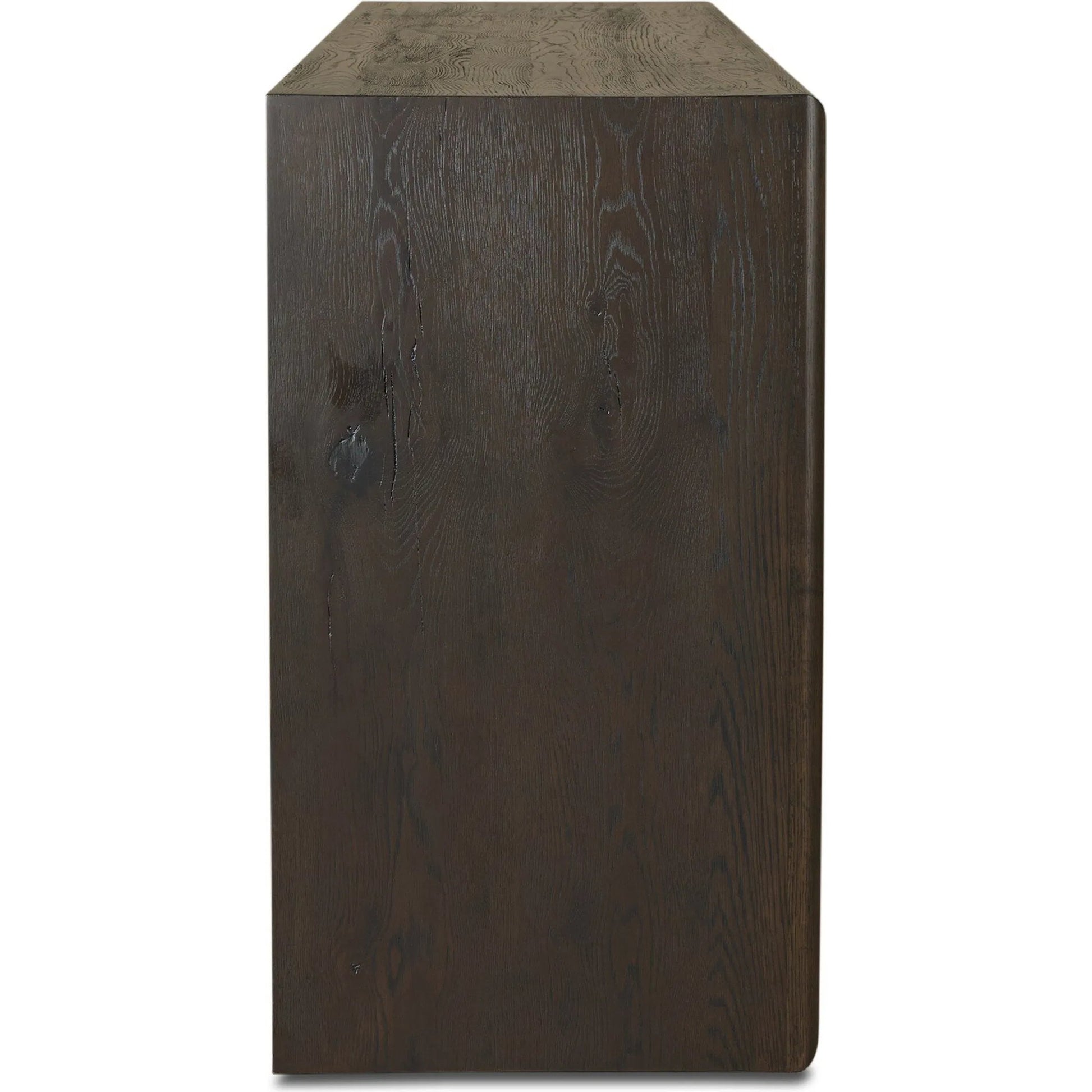 Zaki Sideboard by Four Hands in smoked black veneer, smoked black solid. Made from oak veneer, solid oak in a unique style.