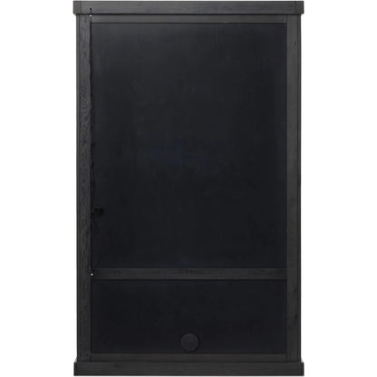 Leopold Cabinet by Four Hands in black hemlock, tempered glass, sandy hemlock. Made from hemlock solid, tempered glass in a unique style.