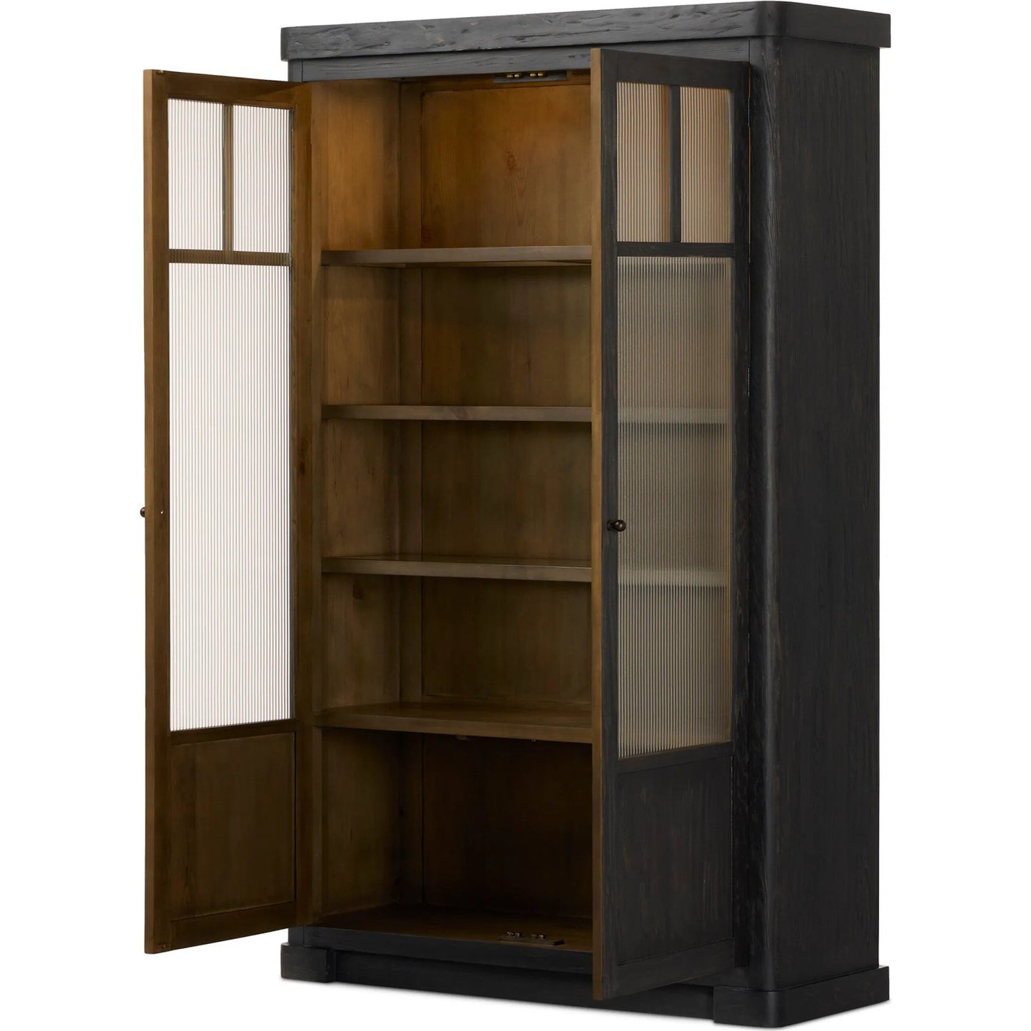 006 SI-2531655 | Additional Silo | Leopold Cabinet by Four Hands in black hemlock, tempered glass, sandy hemlock. Made from hemlock solid, tempered glass in a unique style.