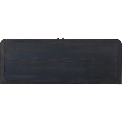 Leopold Cabinet by Four Hands in black hemlock, tempered glass, sandy hemlock. Made from hemlock solid, tempered glass in a unique style.