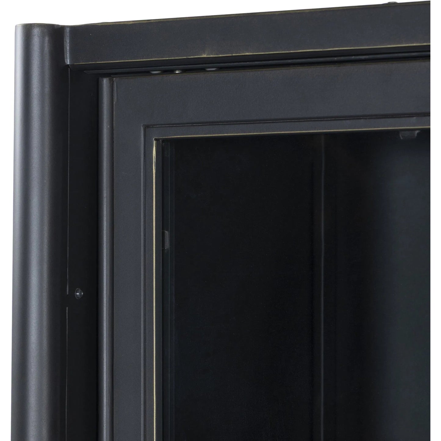 007 SI-2531699 | Closeup | Saxon Cabinet by Four Hands in brushed bronze patina, tempered glass. Made from iron, tempered glass in a unique style.