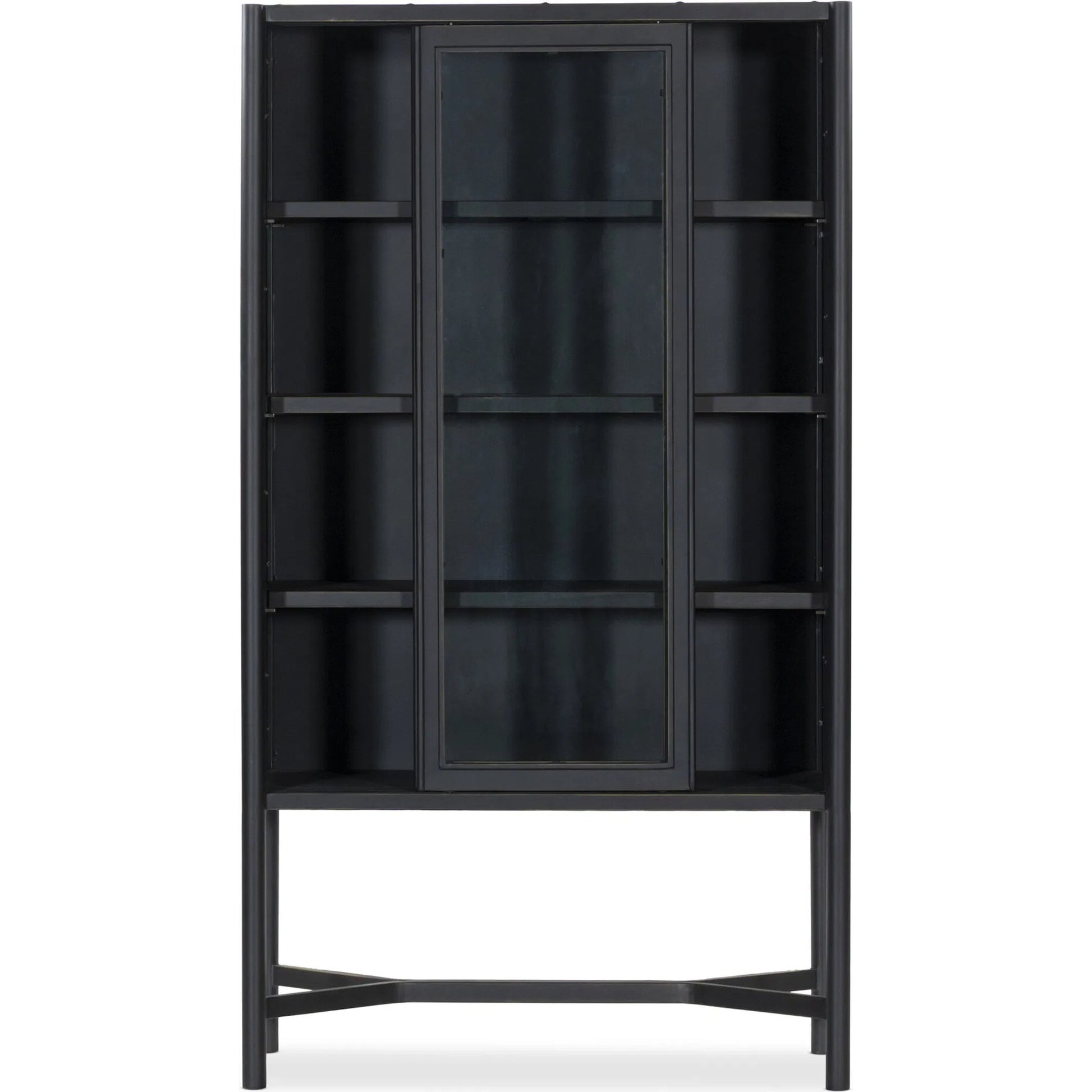 Saxon Cabinet by Four Hands in brushed bronze patina, tempered glass. Made from iron, tempered glass in a unique style.