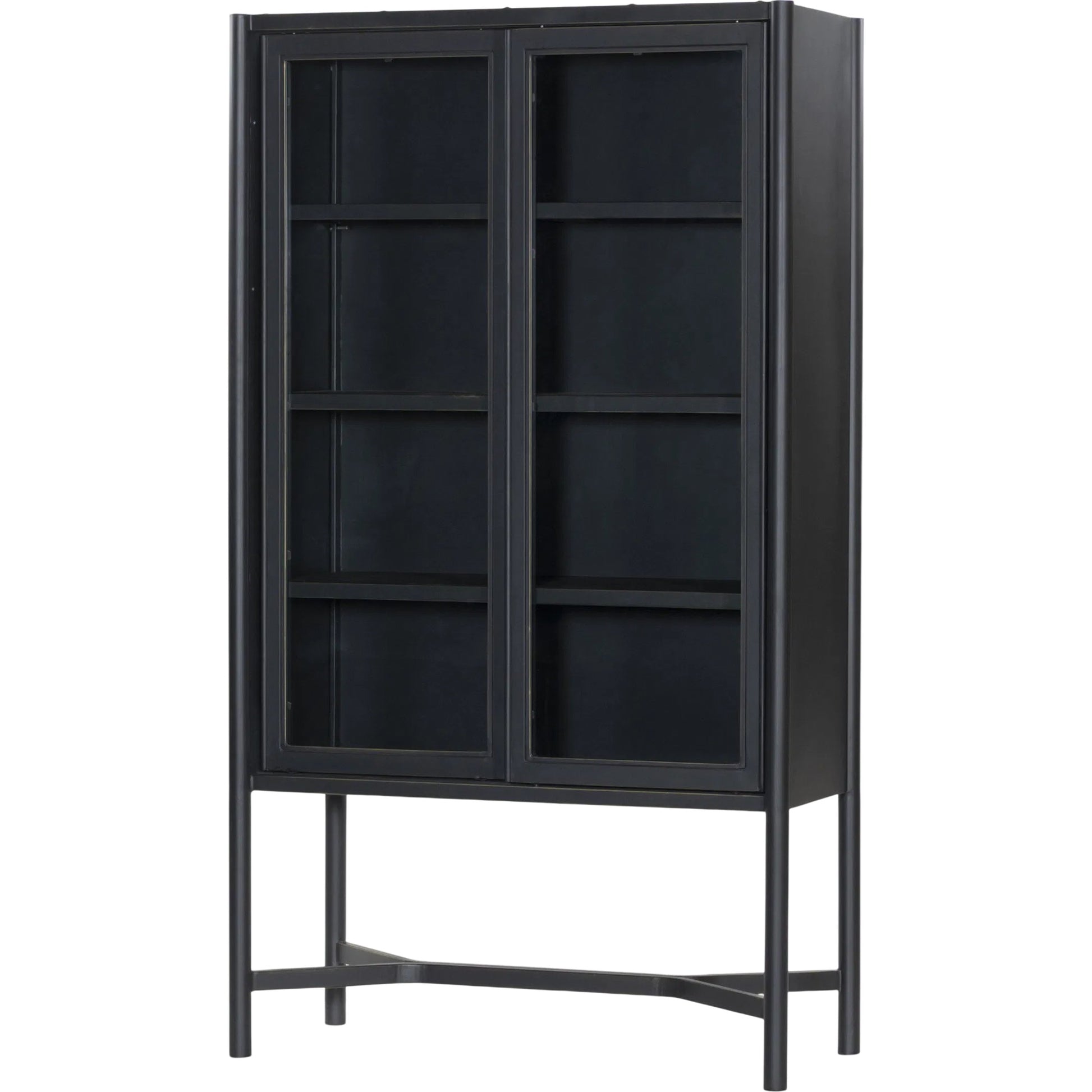 Saxon Cabinet by Four Hands in brushed bronze patina, tempered glass. Made from iron, tempered glass in a unique style.