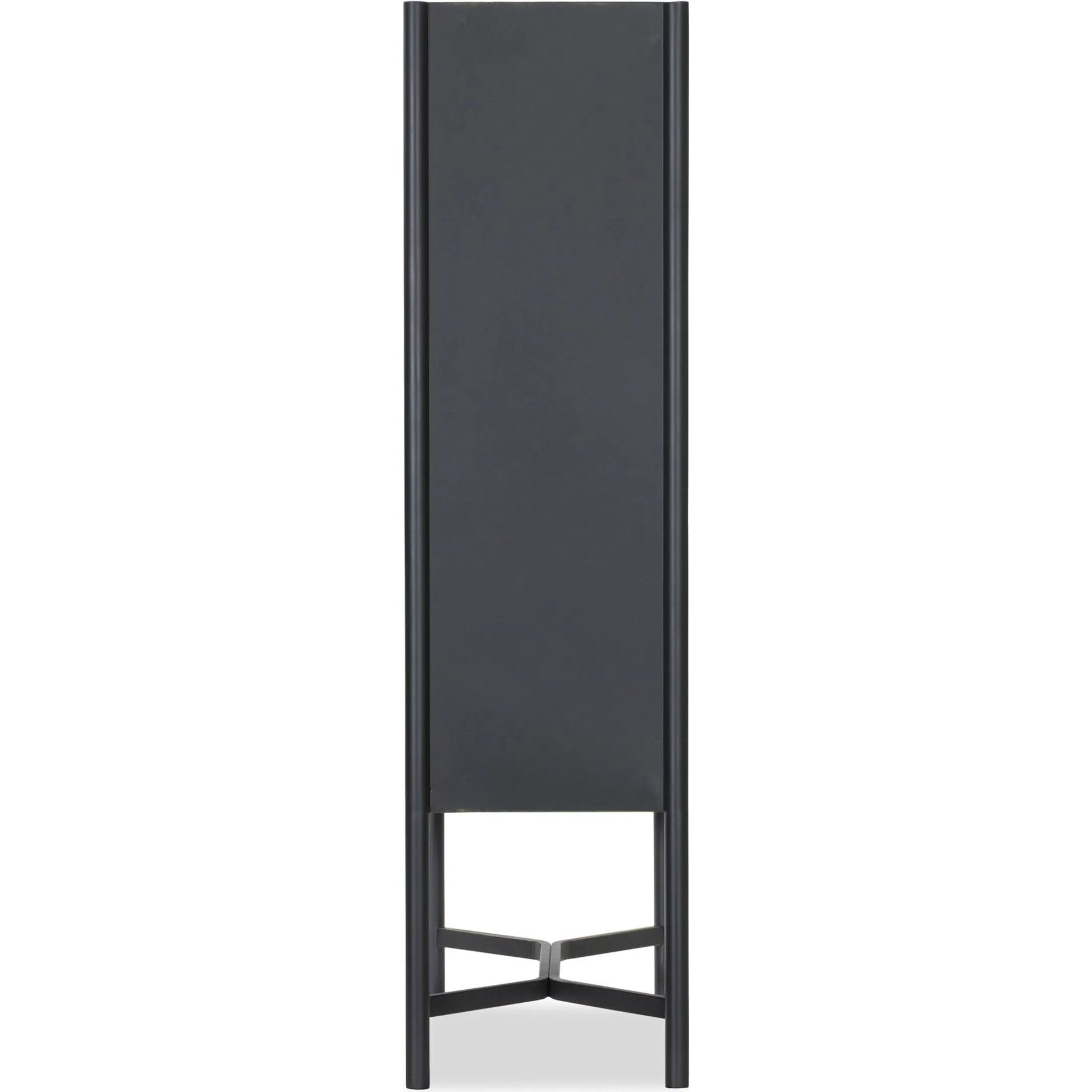 Saxon Cabinet by Four Hands in brushed bronze patina, tempered glass. Made from iron, tempered glass in a unique style.