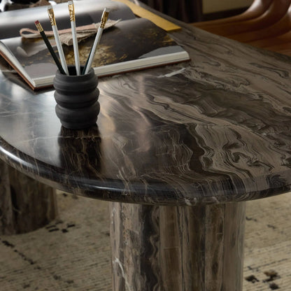 Ponce Desk by Four Hands in rocky brown marble. Made from solid marble in a unique style.