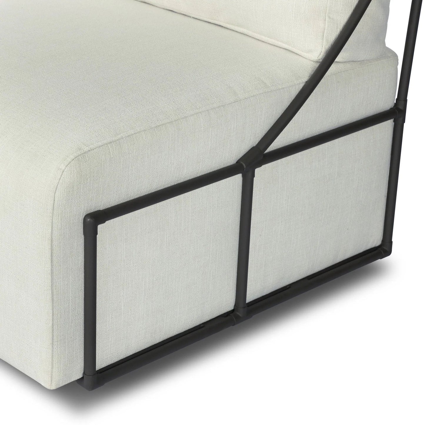 008 SI-2531617 | Closeup | Enola Outdoor Swivel Chair by Four Hands in vergo cream, bronze steel. Made from 100% polyester, steel in a unique style.