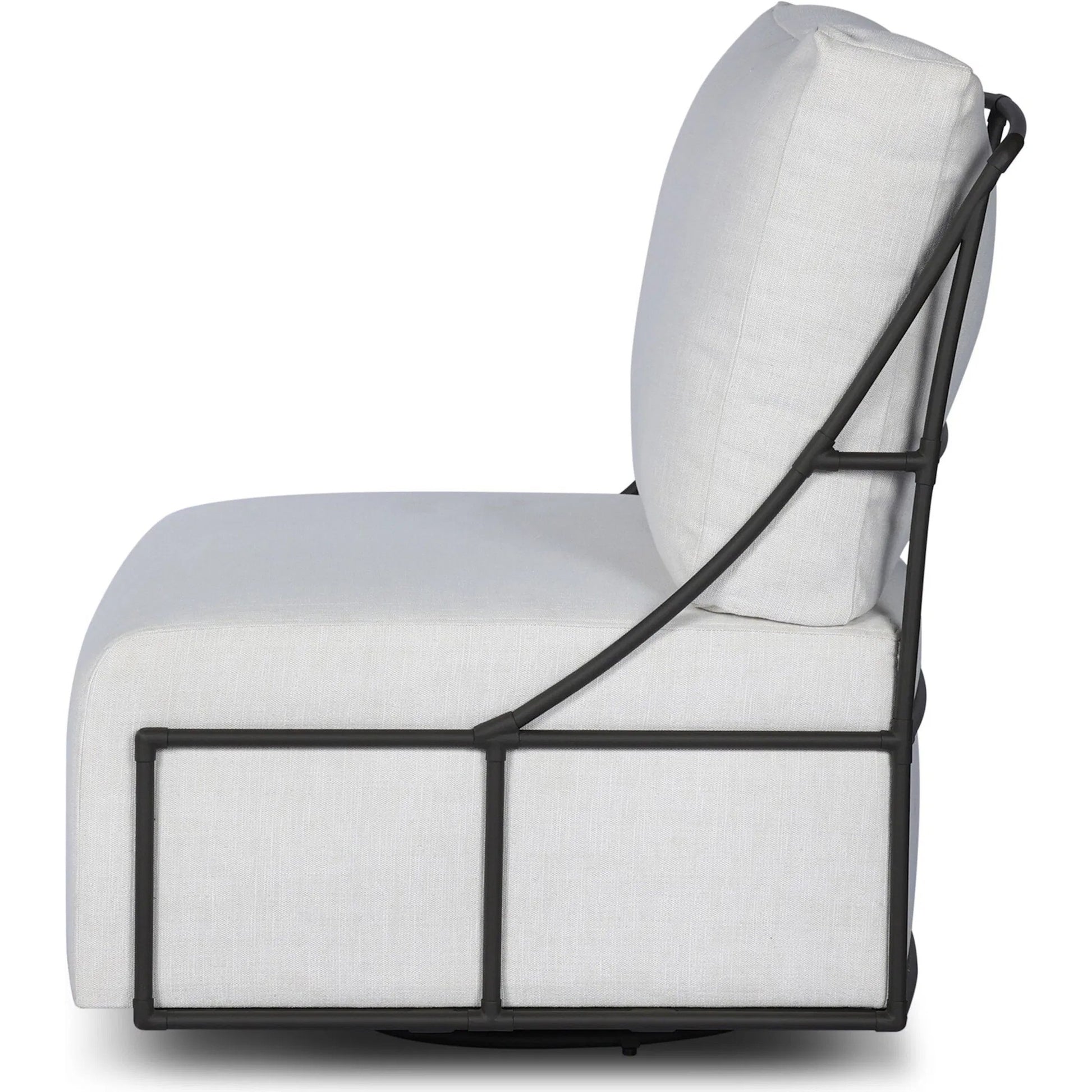 Enola Outdoor Swivel Chair by Four Hands in vergo cream, bronze steel. Made from 100% polyester, steel in a unique style.