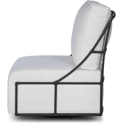 Enola Outdoor Swivel Chair by Four Hands in vergo cream, bronze steel. Made from 100% polyester, steel in a unique style.