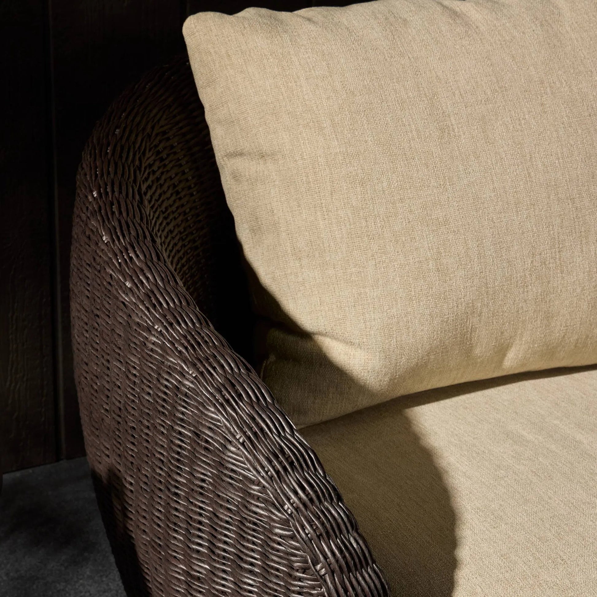 Cyra Outdoor Swivel Chair by Four Hands in alessi buff, java weave. Made from 100% polypropylene, 100% polyethylene in a unique style.