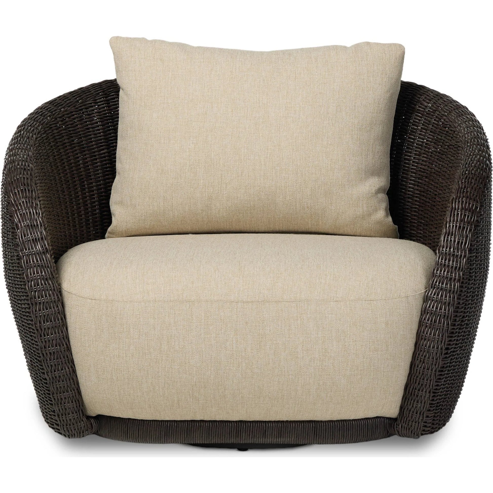 Cyra Outdoor Swivel Chair by Four Hands in alessi buff, java weave. Made from 100% polypropylene, 100% polyethylene in a unique style.