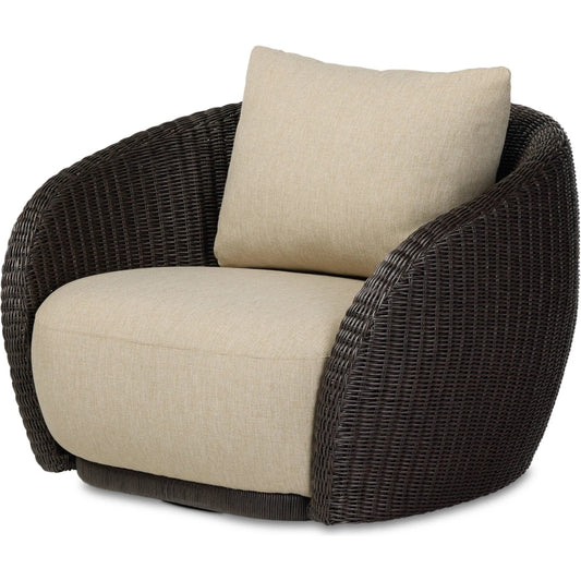 Cyra Outdoor Swivel Chair by Four Hands in alessi buff, java weave. Made from 100% polypropylene, 100% polyethylene in a unique style.