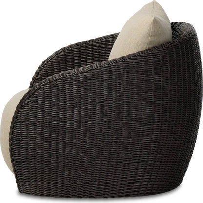 Cyra Outdoor Swivel Chair by Four Hands in alessi buff, java weave. Made from 100% polypropylene, 100% polyethylene in a unique style.