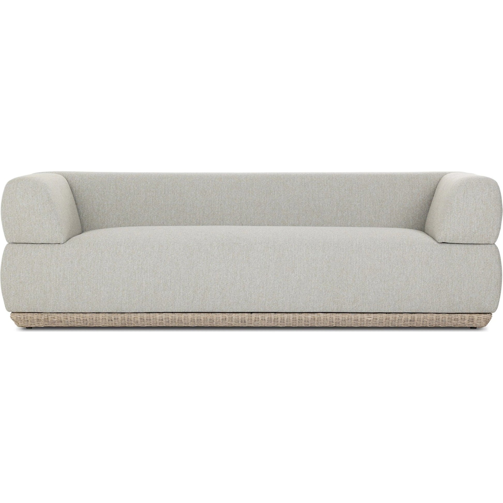 Evander Outdoor Sofa by Four Hands in ramiro ecru, vintage white. Made from 100% polypropylene, 100% polyethylene in a unique style.