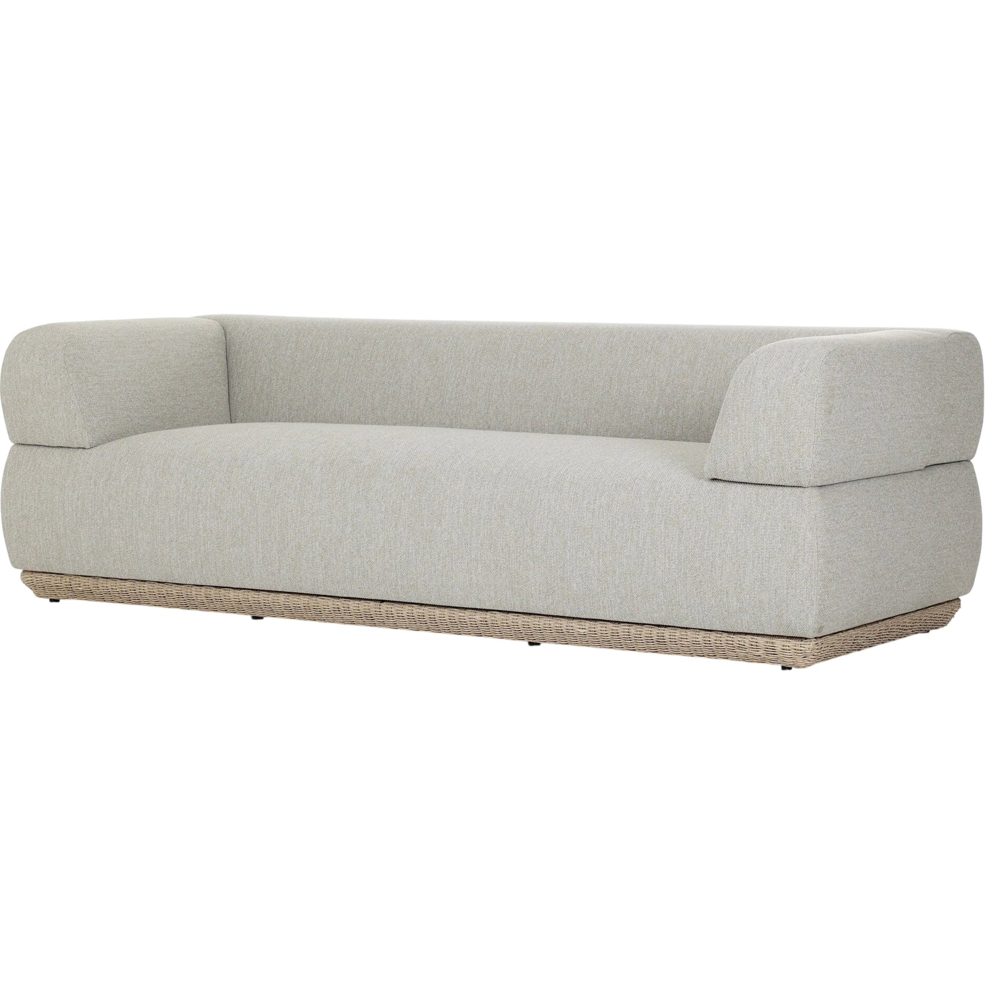 Evander Outdoor Sofa by Four Hands in ramiro ecru, vintage white. Made from 100% polypropylene, 100% polyethylene in a unique style.