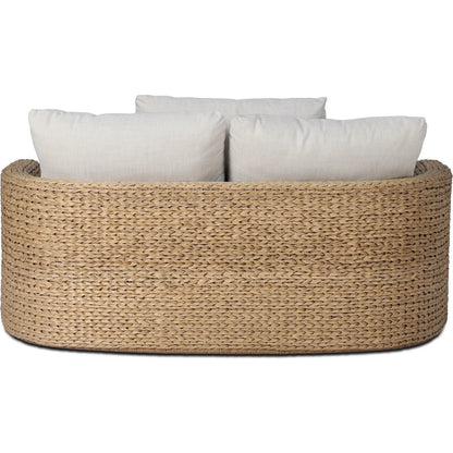 Caney Outdoor Double Chaise by Four Hands in vergo cream, coastal weave. Made from 100% polyester, 100% polyethylene in a rustic style.