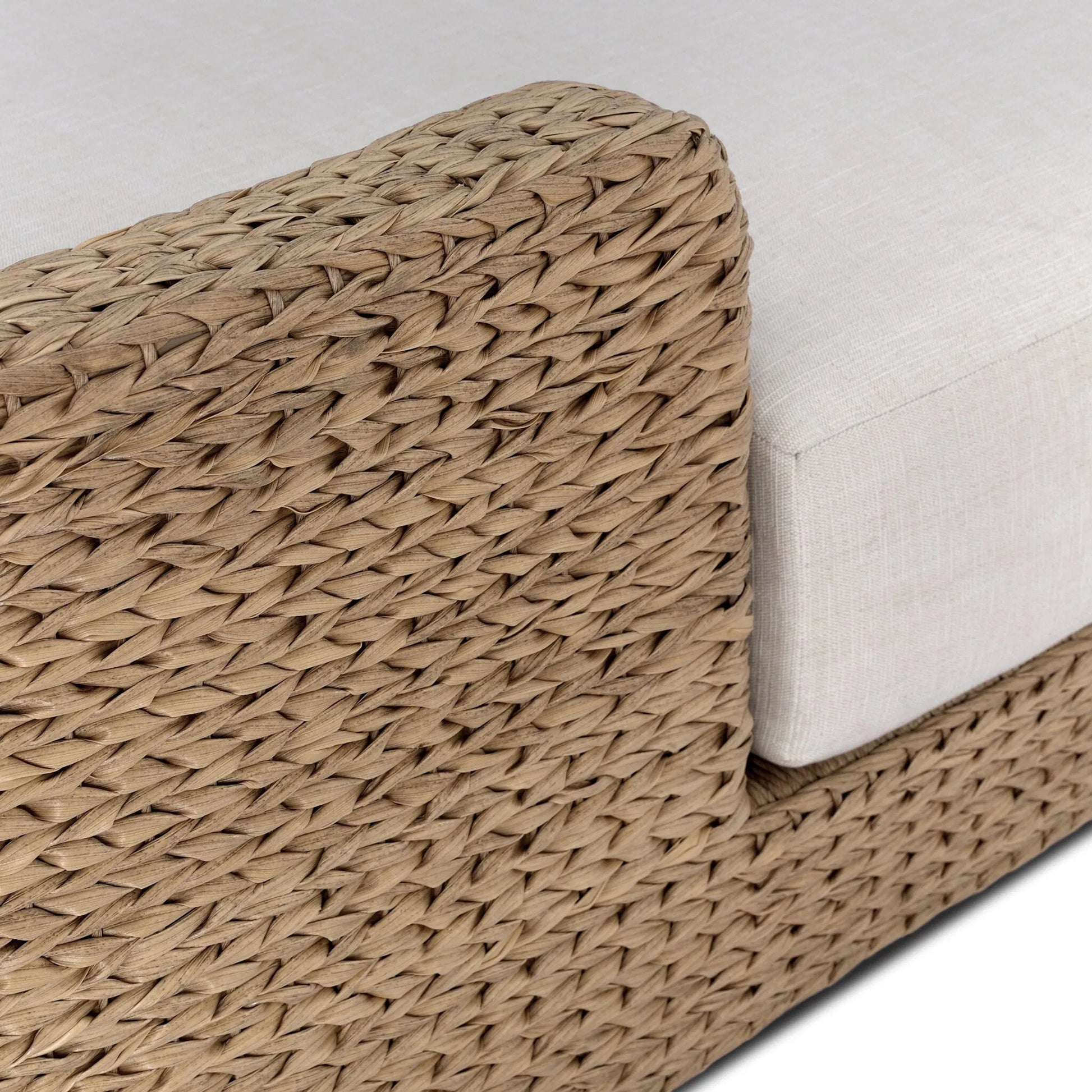 Caney Outdoor Double Chaise by Four Hands in vergo cream, coastal weave. Made from 100% polyester, 100% polyethylene in a rustic style.