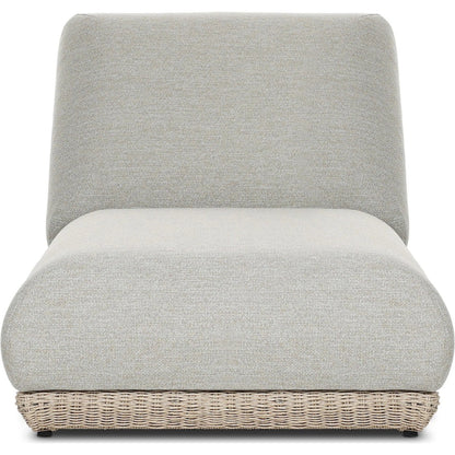 Evander Outdoor Chaise by Four Hands in ramiro ecru, vintage white. Made from 100% polypropylene, 100% polyethylene in a transitional style.