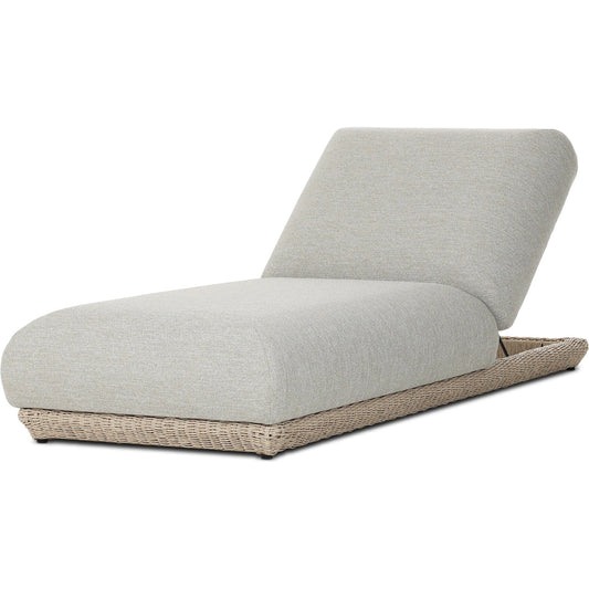 Evander Outdoor Chaise by Four Hands in ramiro ecru, vintage white. Made from 100% polypropylene, 100% polyethylene in a unique style.