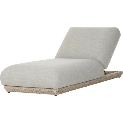 Evander Outdoor Chaise by Four Hands in ramiro ecru, vintage white. Made from 100% polypropylene, 100% polyethylene in a transitional style.