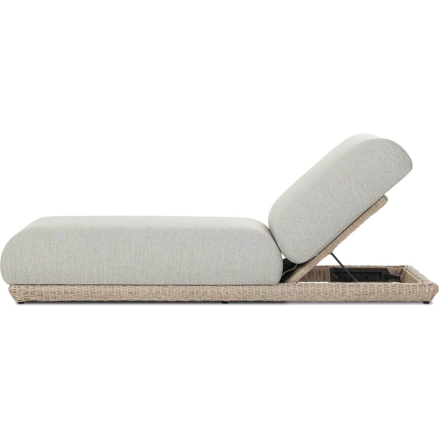 003 SI-2531618 | Additional Silo | Evander Outdoor Chaise by Four Hands in ramiro ecru, vintage white. Made from 100% polypropylene, 100% polyethylene in a transitional style.