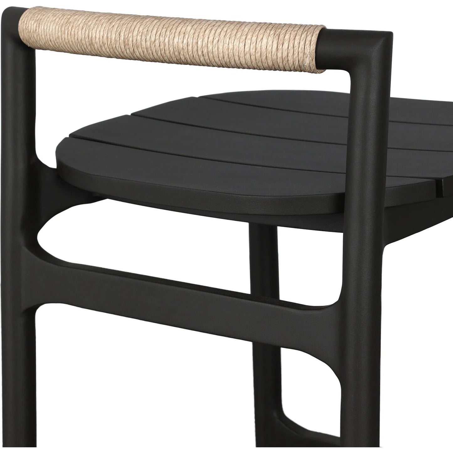 007 SI-2531590 | Closeup | Baden Outdoor Metal Bar Stool by Four Hands in vintage white, bronze. Made from 100% polyethylene, aluminum in a unique style.