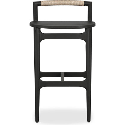 Baden Outdoor Metal Bar Stool by Four Hands in vintage white, bronze. Made from 100% polyethylene, aluminum in a unique style.