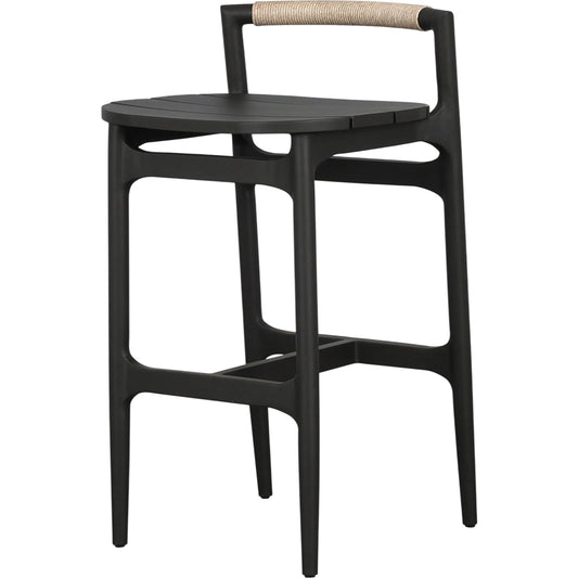 Baden Outdoor Metal Bar Stool by Four Hands in vintage white, bronze. Made from 100% polyethylene, aluminum in a unique style.