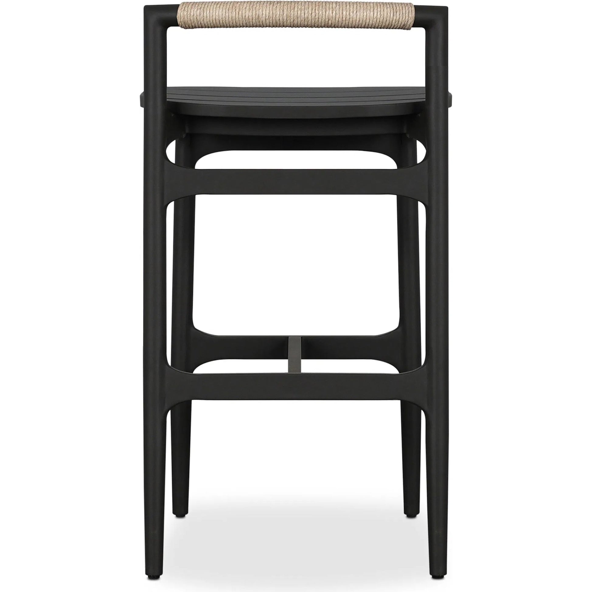 Baden Outdoor Metal Counter Stool by Four Hands in vintage white, bronze. Made from 100% polyethylene, aluminum in a transitional style.