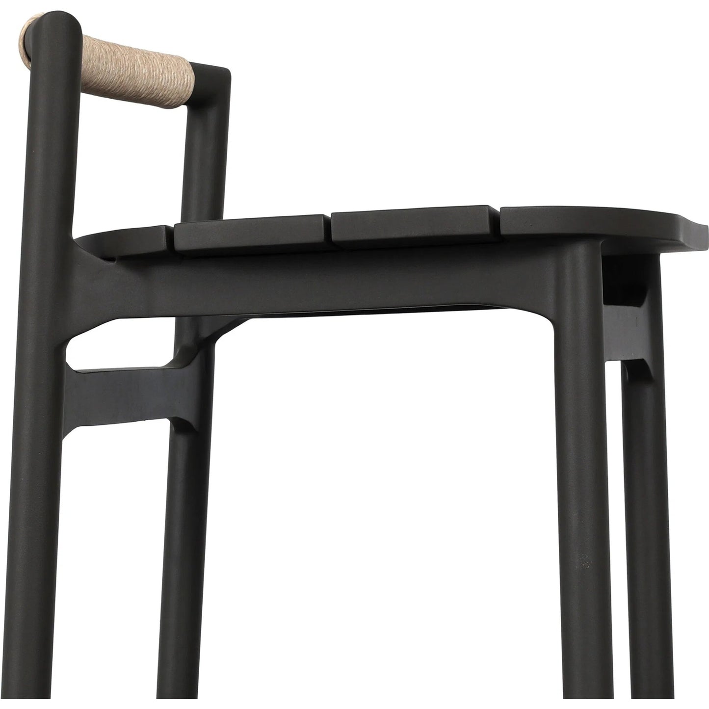006 SI-2531591 | Closeup | Baden Outdoor Metal Counter Stool by Four Hands in vintage white, bronze. Made from 100% polyethylene, aluminum in a transitional style.