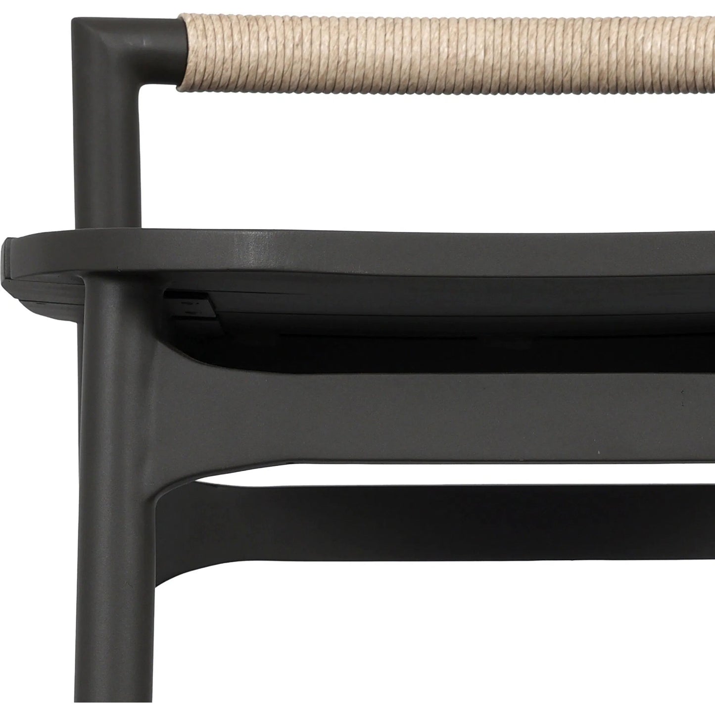008 SI-2531591 | Closeup | Baden Outdoor Metal Counter Stool by Four Hands in vintage white, bronze. Made from 100% polyethylene, aluminum in a transitional style.
