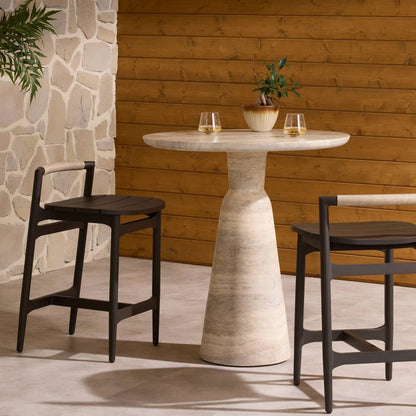 Baden Outdoor Metal Counter Stool by Four Hands in vintage white, bronze. Made from 100% polyethylene, aluminum in a transitional style.
