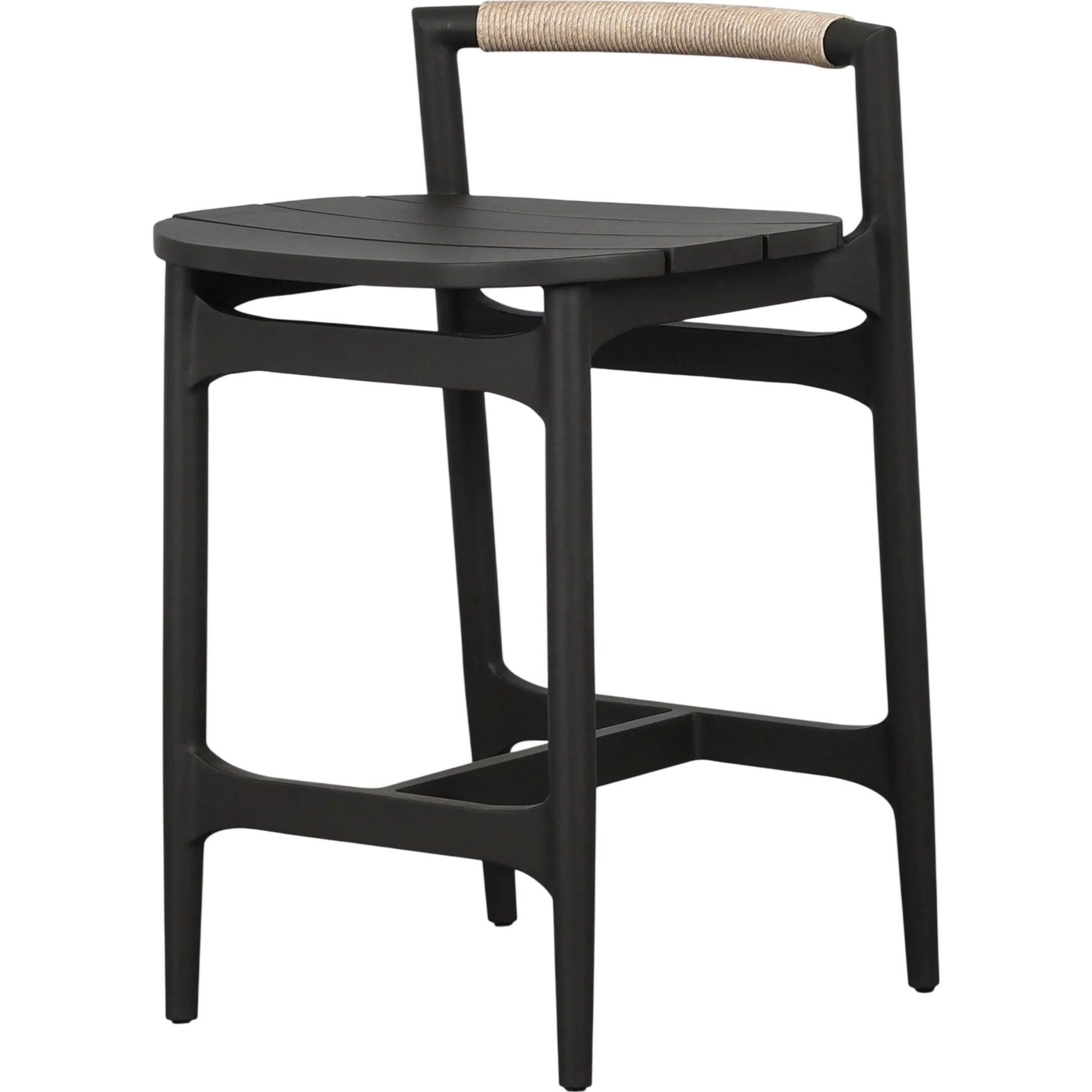 Baden Outdoor Metal Counter Stool by Four Hands in vintage white, bronze. Made from 100% polyethylene, aluminum in a transitional style.