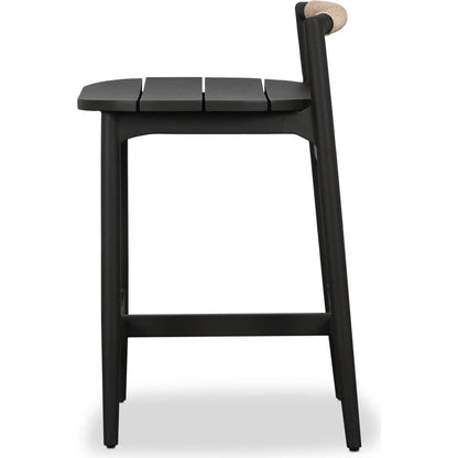 Baden Outdoor Metal Counter Stool by Four Hands in vintage white, bronze. Made from 100% polyethylene, aluminum in a transitional style.