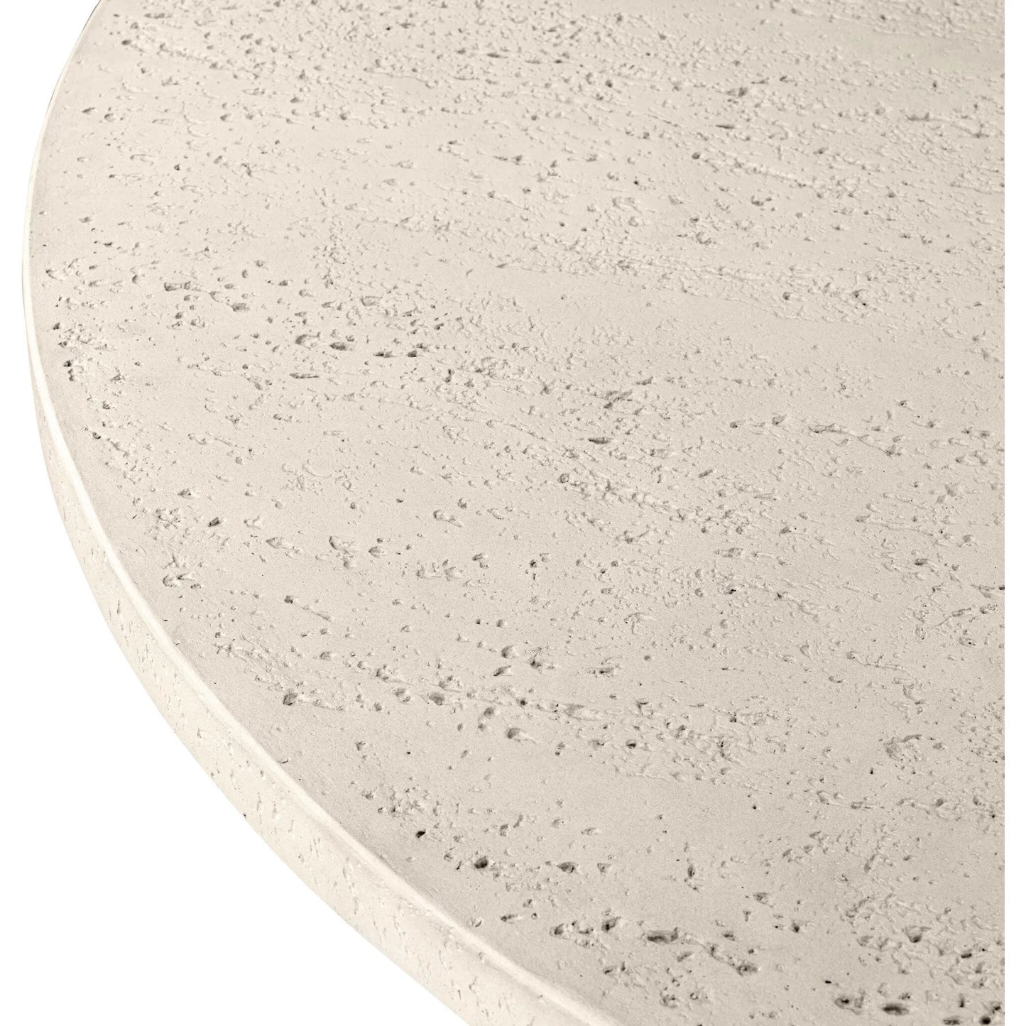 005 SI-2531728 | Closeup | Varda Outdoor Dining Table by Four Hands in coarse ivory concrete. Made from solid concrete in a unique style.