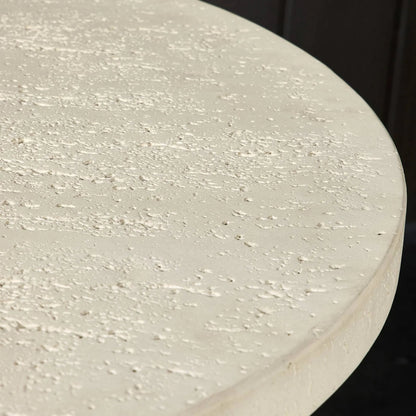 Varda Outdoor Dining Table by Four Hands in coarse ivory concrete. Made from solid concrete in a unique style.