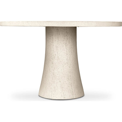 Varda Outdoor Dining Table by Four Hands in coarse ivory concrete. Made from solid concrete in a unique style.